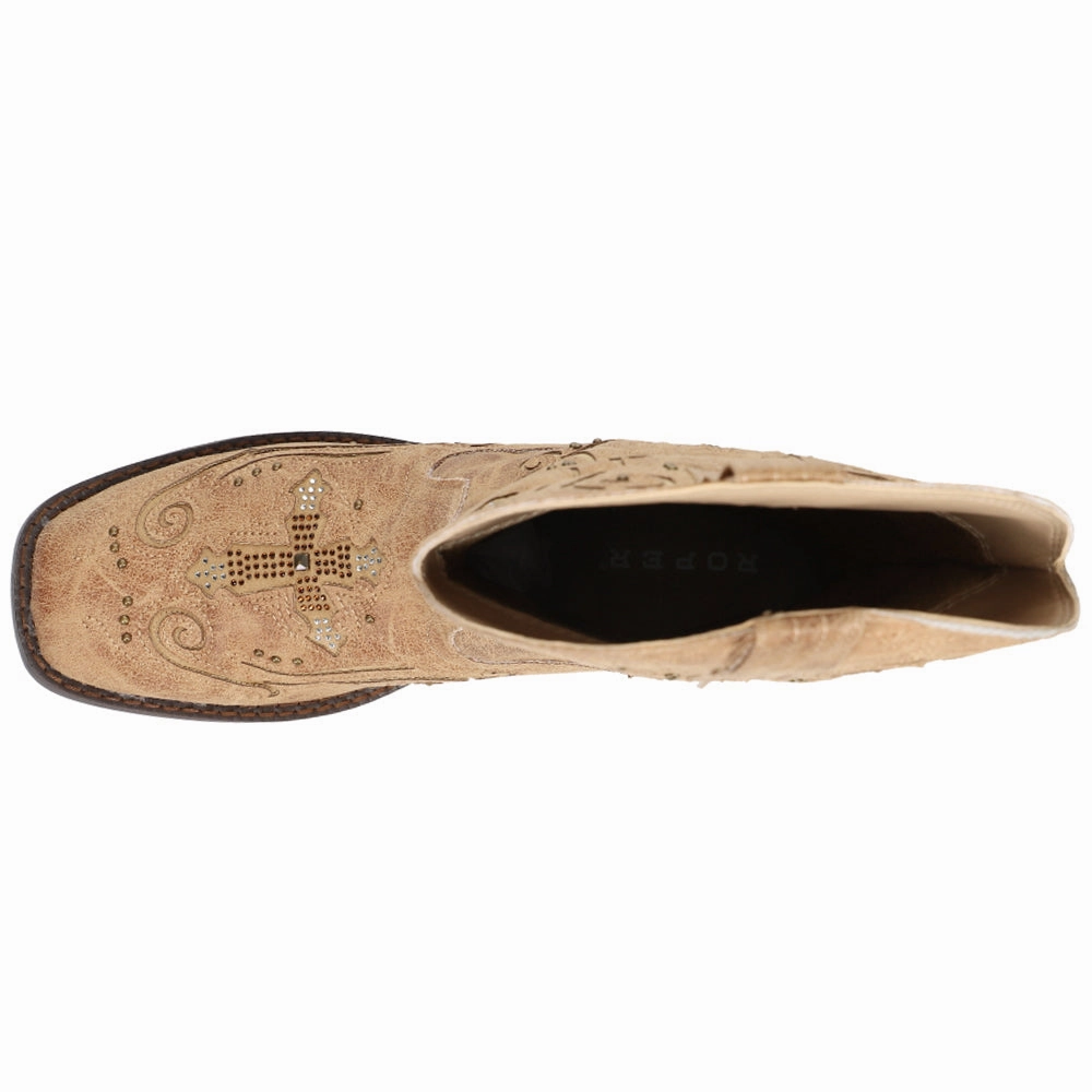 Faith Rhinestone Square Toe Cowboy Boots Pressure Dispersing Design Flex Groove Tech