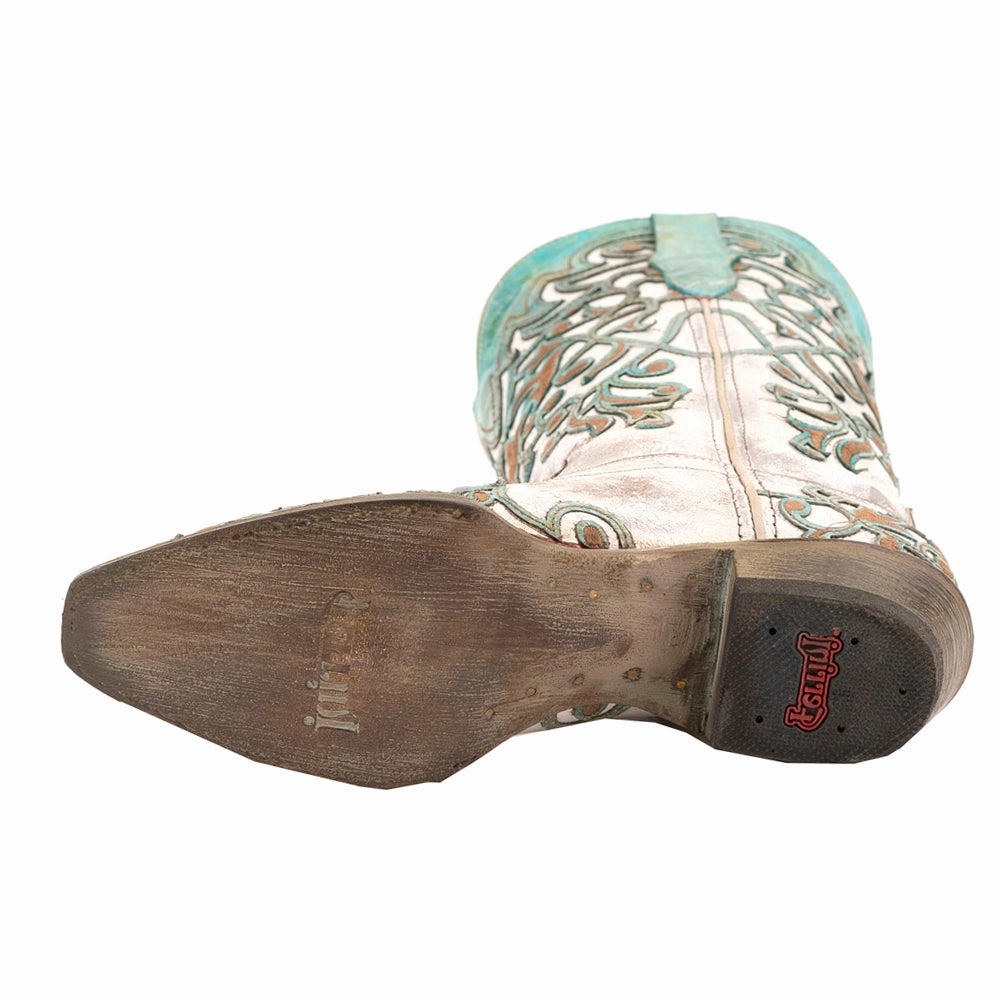 Protective Wear Shock absorption system Ivy Embossed Embroidered Snip Toe Pull On Cowboy Boots