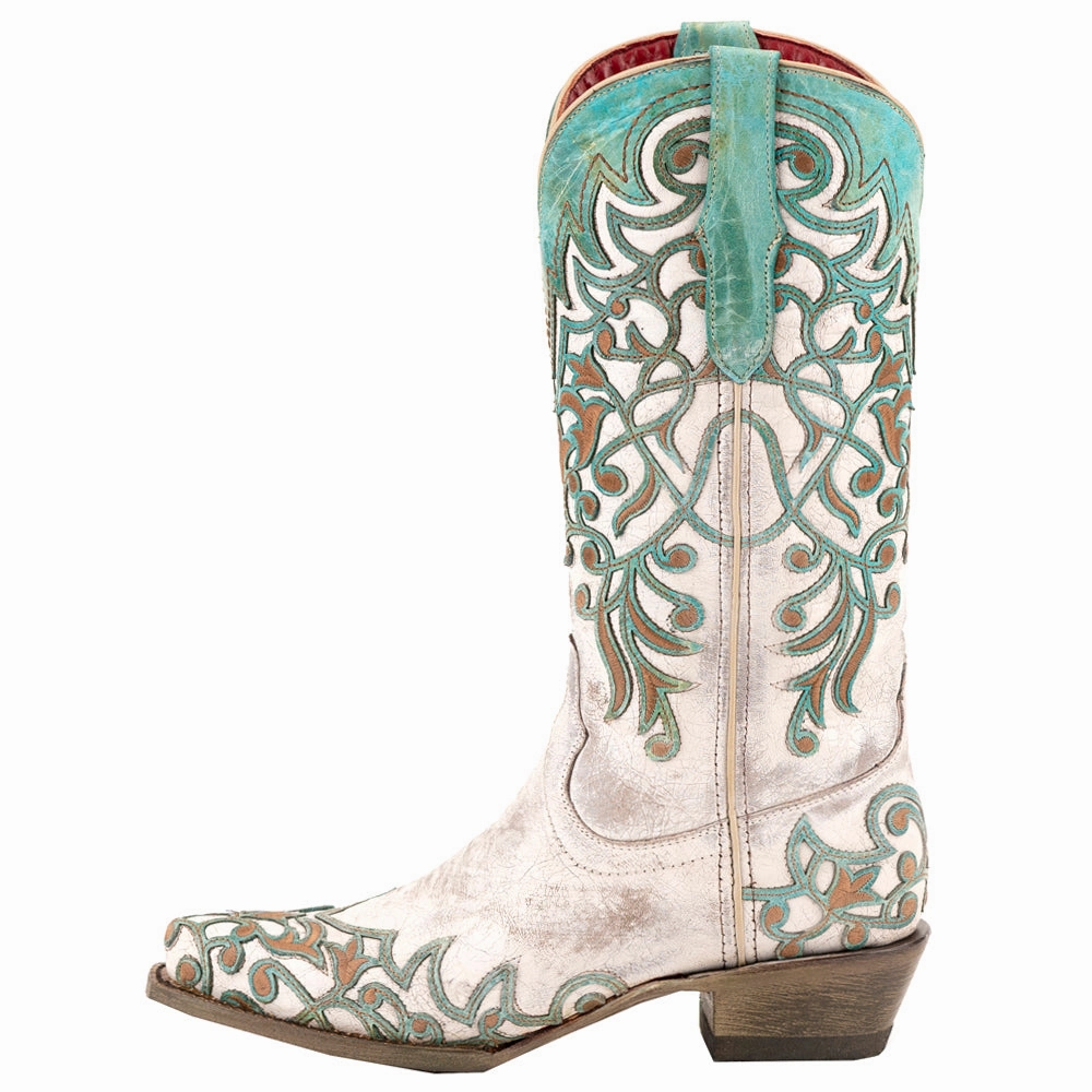 most fashionable Ivy Embossed Embroidered Snip Toe Pull On Cowboy Boots