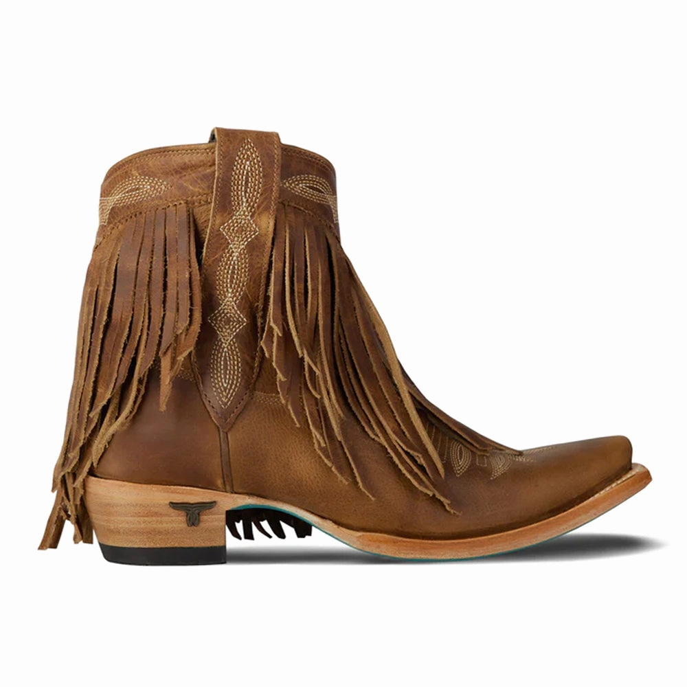 Senita Falls Embroidered Fringe Snip Toe Bootie Abrasion Dispersing Texure