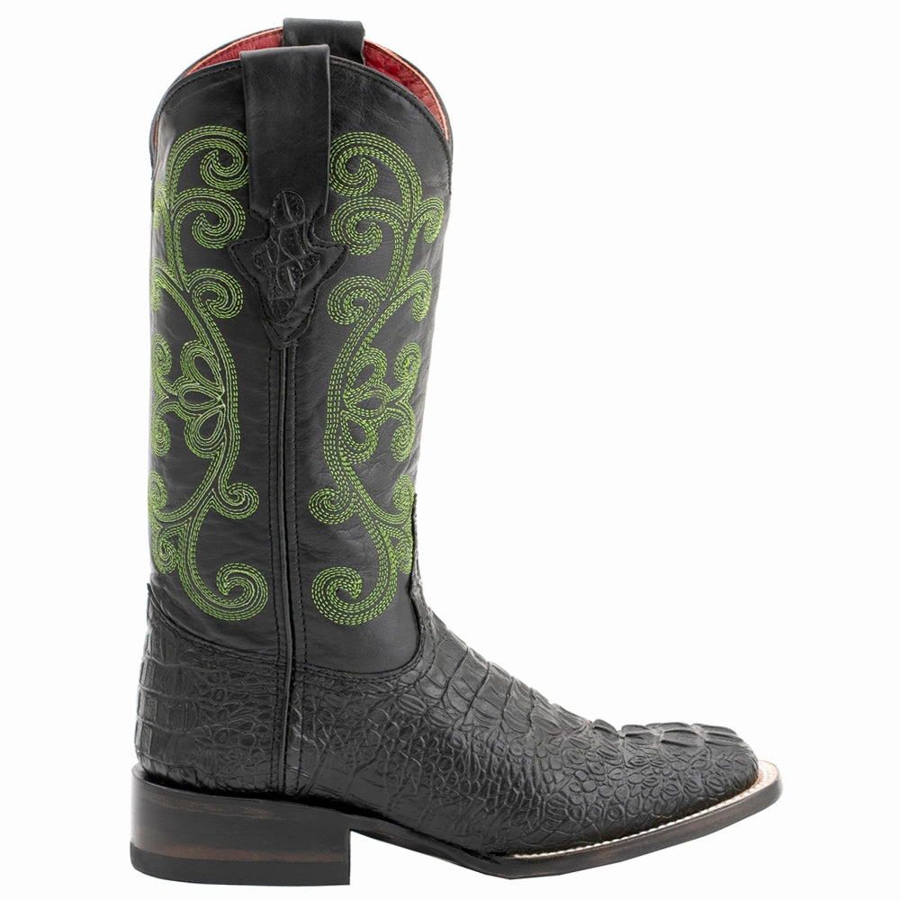side - zip tested Stampede Croco Print Square Toe Cowboy Boots