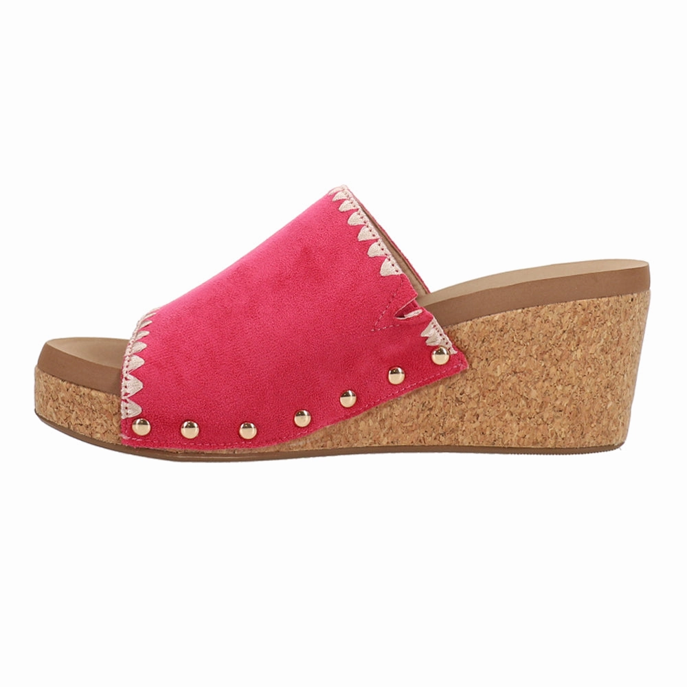 Stitch N Slide Studded Embroidered Wedge Sandals Recycled Rubber Sleek cushioning