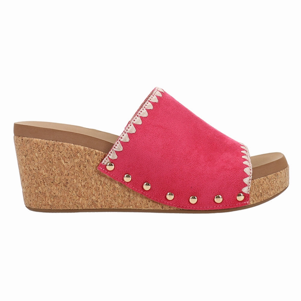 Stitch N Slide Studded Embroidered Wedge Sandals most slip-resistant