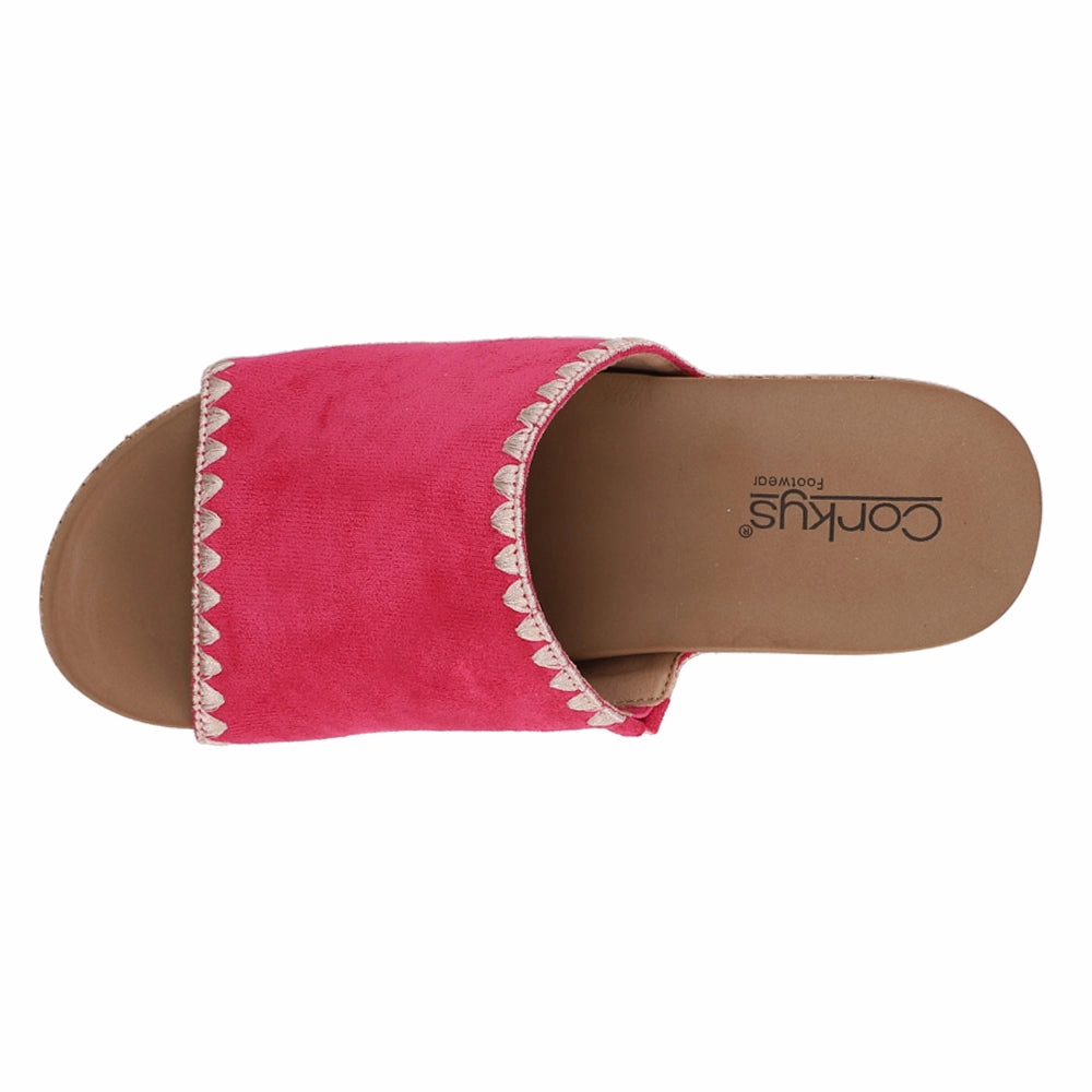 Sweat Wicking Technology Stitch N Slide Studded Embroidered Wedge Sandals