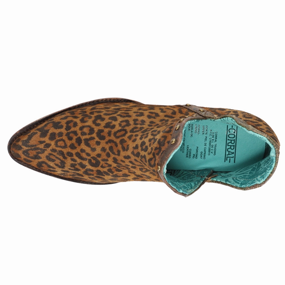 Studded Leopard Round Toe Cowboy Booties Versatile Silhouette holiday