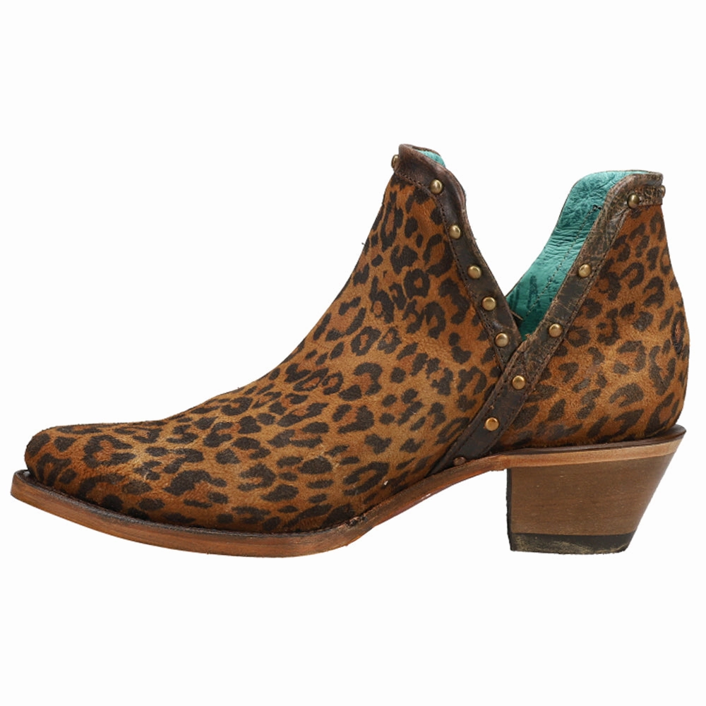 shortest Studded Leopard Round Toe Cowboy Booties