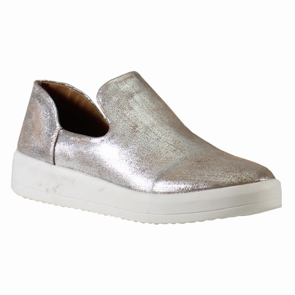 Youth Full Metallic Slip On Sneakers Shock-absorbent arch Casual Ease