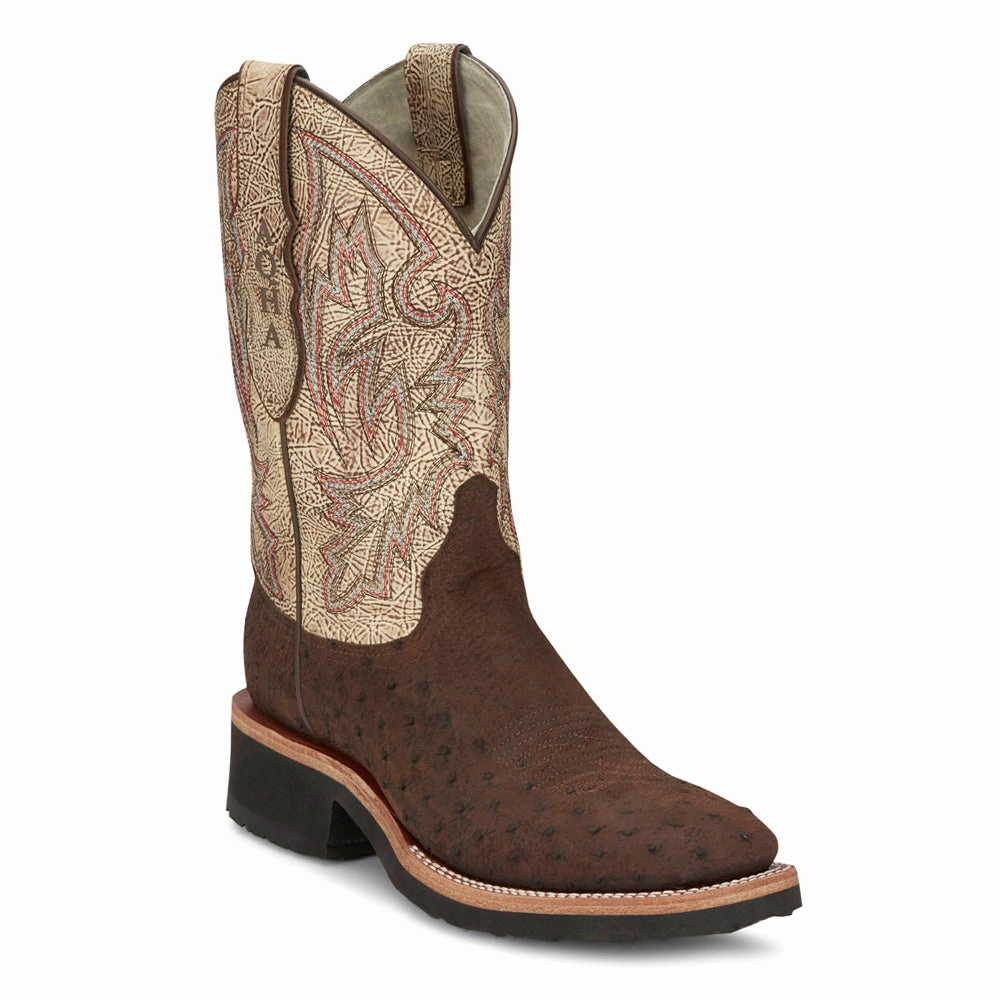 Peppy Sand Badger 11 Inch Smooth Ostrich Square Toe Cowboy Boots Protective Finish Weekend Wanderer