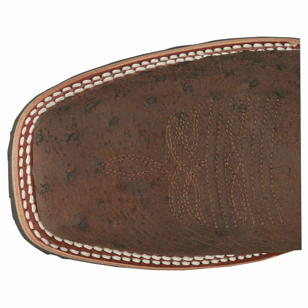 Reinforced Form Windy Weather Snow Day Peppy Sand Badger 11 Inch Smooth Ostrich Square Toe Cowboy Boots