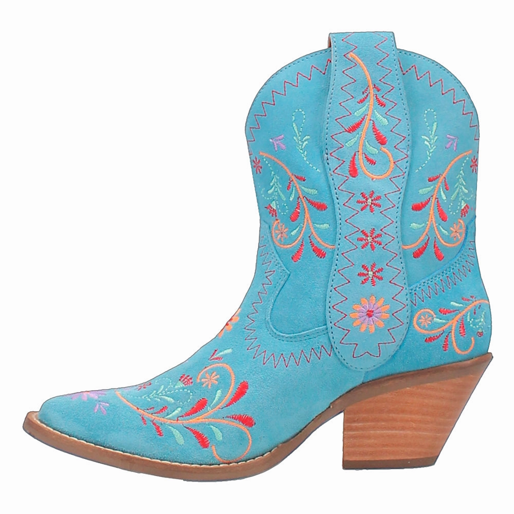 junior Sugar Bug Floral Embroidery Round Toe Cowboy Booties