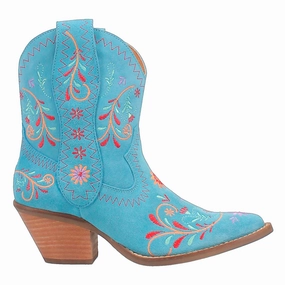 Noise Reducing Sugar Bug Floral Embroidery Round Toe Cowboy Booties
