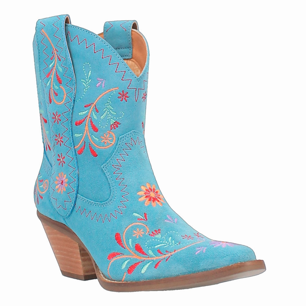 Compression Molded Foam Arch Stability Technology Sugar Bug Floral Embroidery Round Toe Cowboy Booties