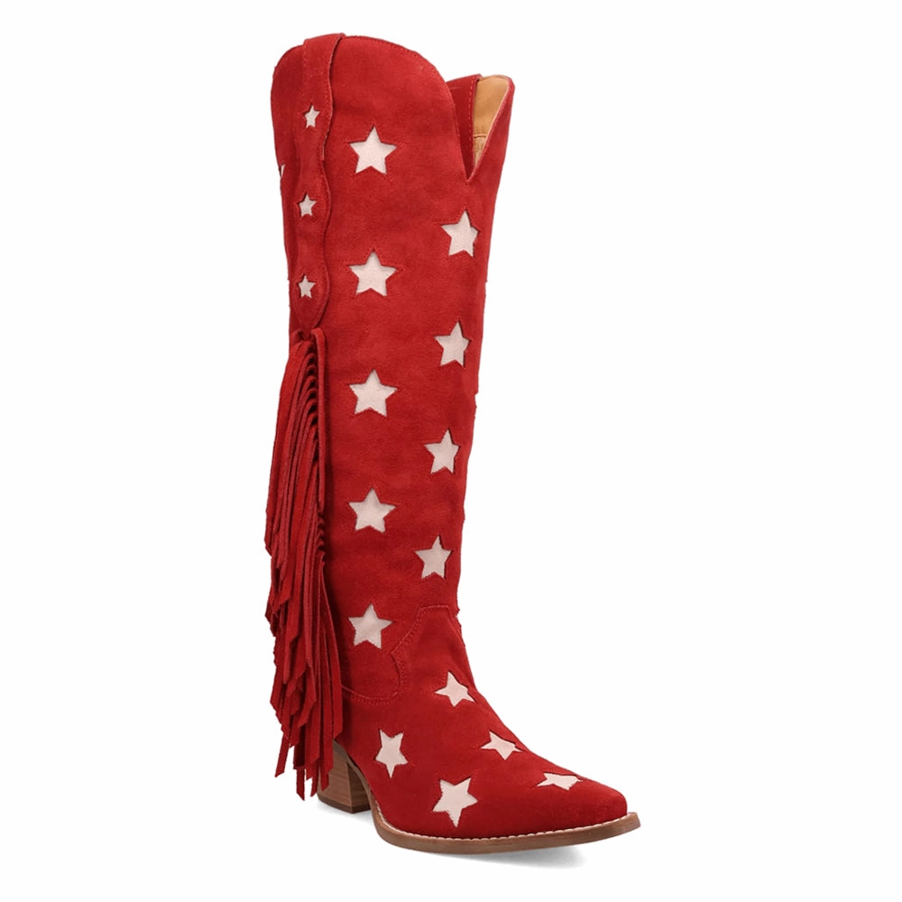 Super Star Fringe Tooled Inlay Snip Toe Cowboy Boots Vibrant sole
