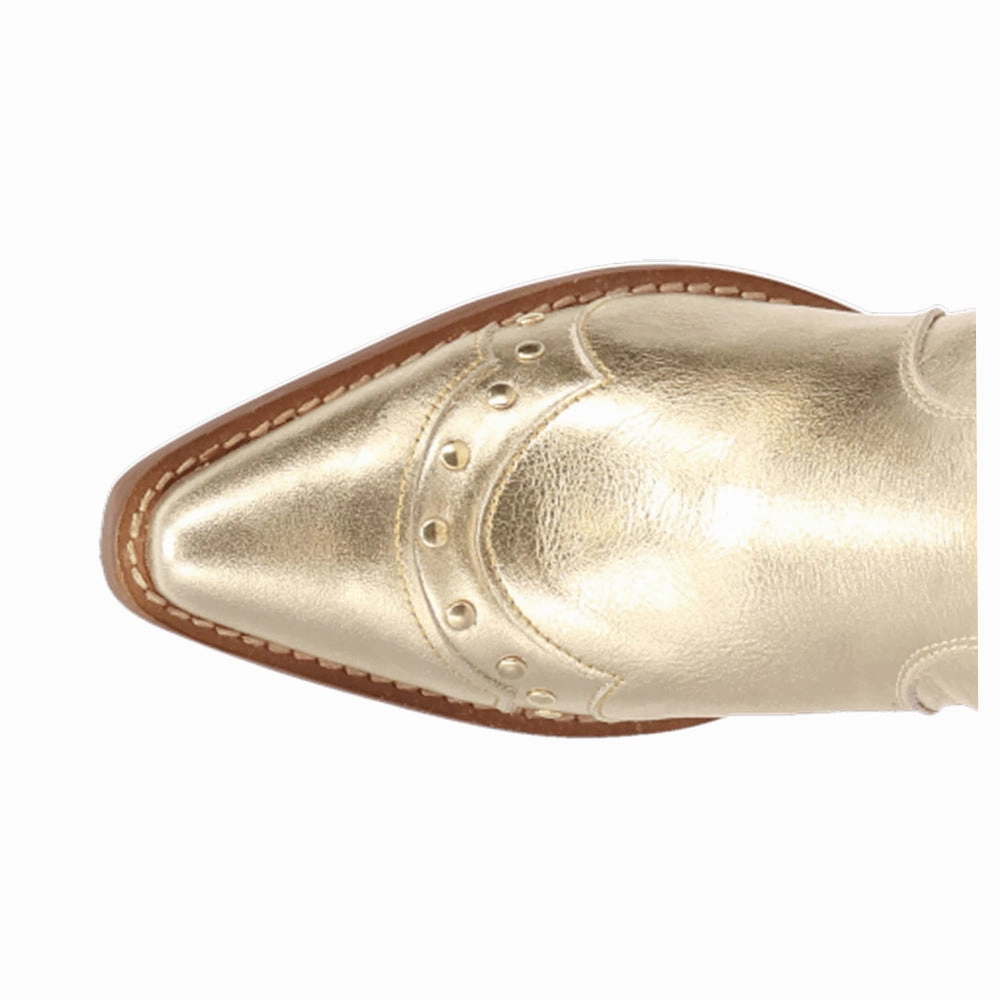 Rubber Sole Sweet Treat Metallic Studded Snip Toe Cowboy Boots