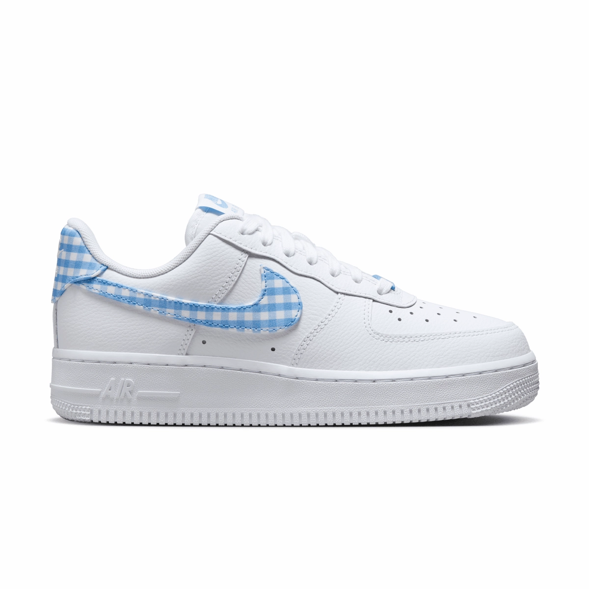 Wmns Air Force 1 ??07 'Gingham Blue' Vegan Leather Upper Abrasion Proof