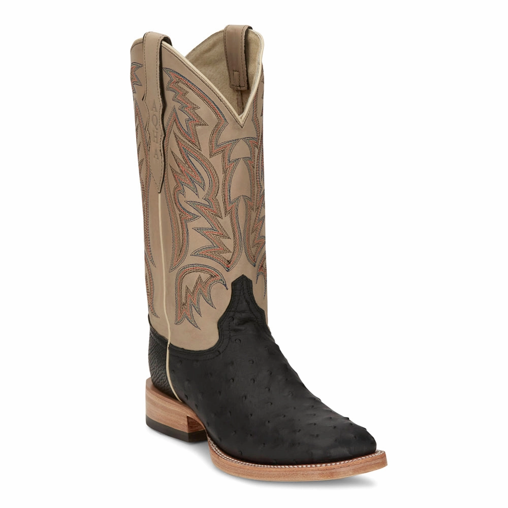 Doc Bar 13 Inch Full Quill Ostrich Square Toe Cowboy Boots High-Quality Leather Seamless Comfort Rough Trail Hiker
