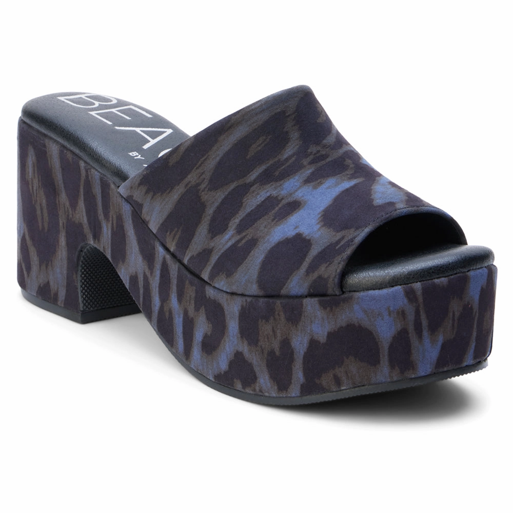 Quick Drying Interior Terry Leopard Block Heel Platform Sandals