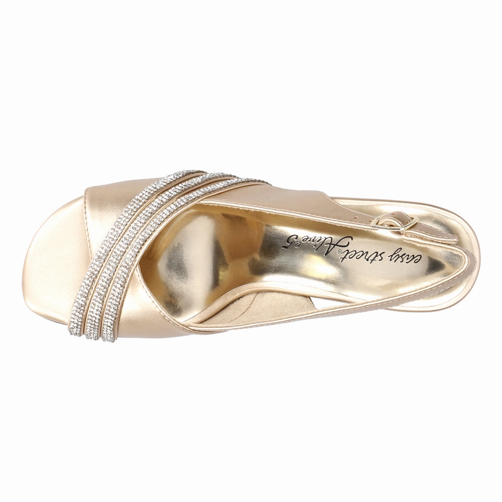 Teton Metallic Rhinestone Slingback Sandals Compression Resistant Materials
