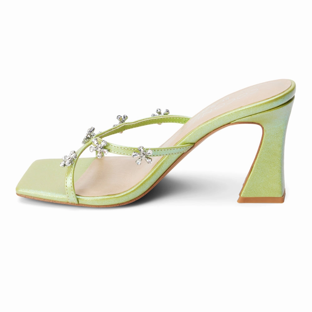 Levi Rhinestone Block Heel Sandals Motion Control Support Handmade