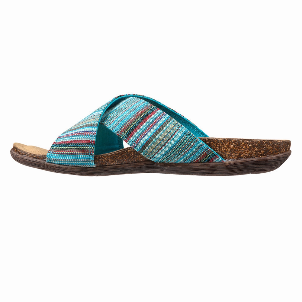 Impact Absorption Core Zip Closure Leyla Striped Slide Sandals