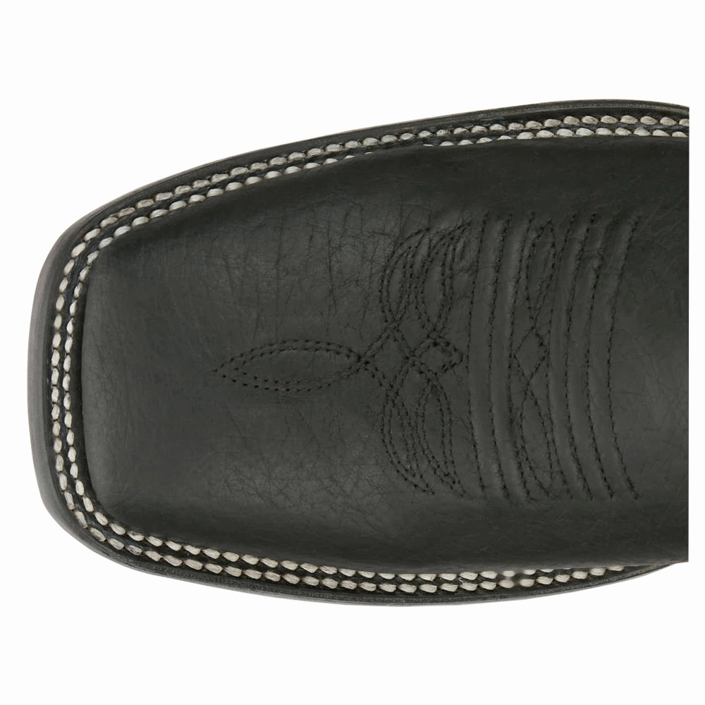 Three Bars 13 Inch Smooth Ostrich Square Toe Cowboy Boots Suede Stable Support Remote Hiking