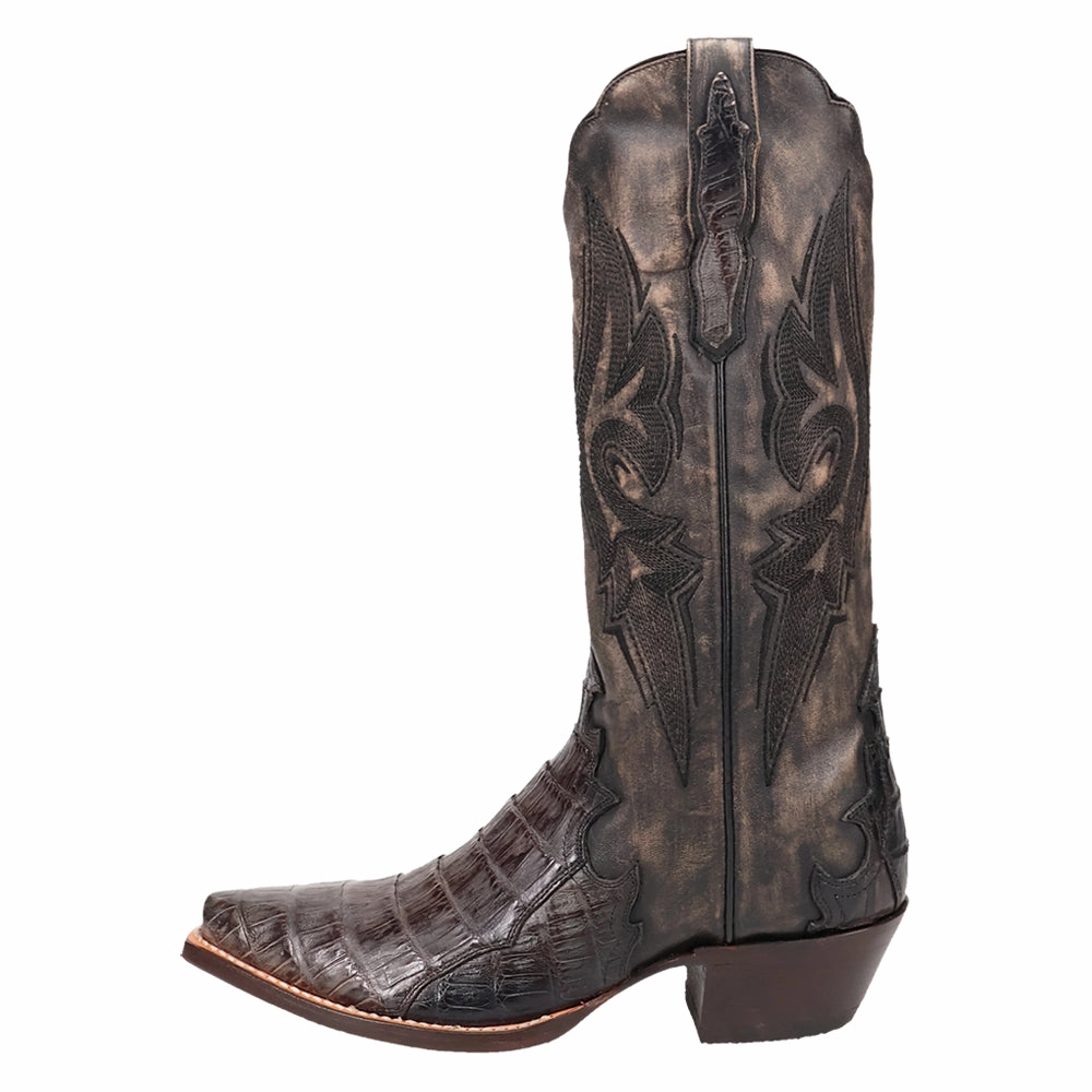 statement - making Berkeley Embroidered Caiman Snip Toe Pull On Cowboy Boots