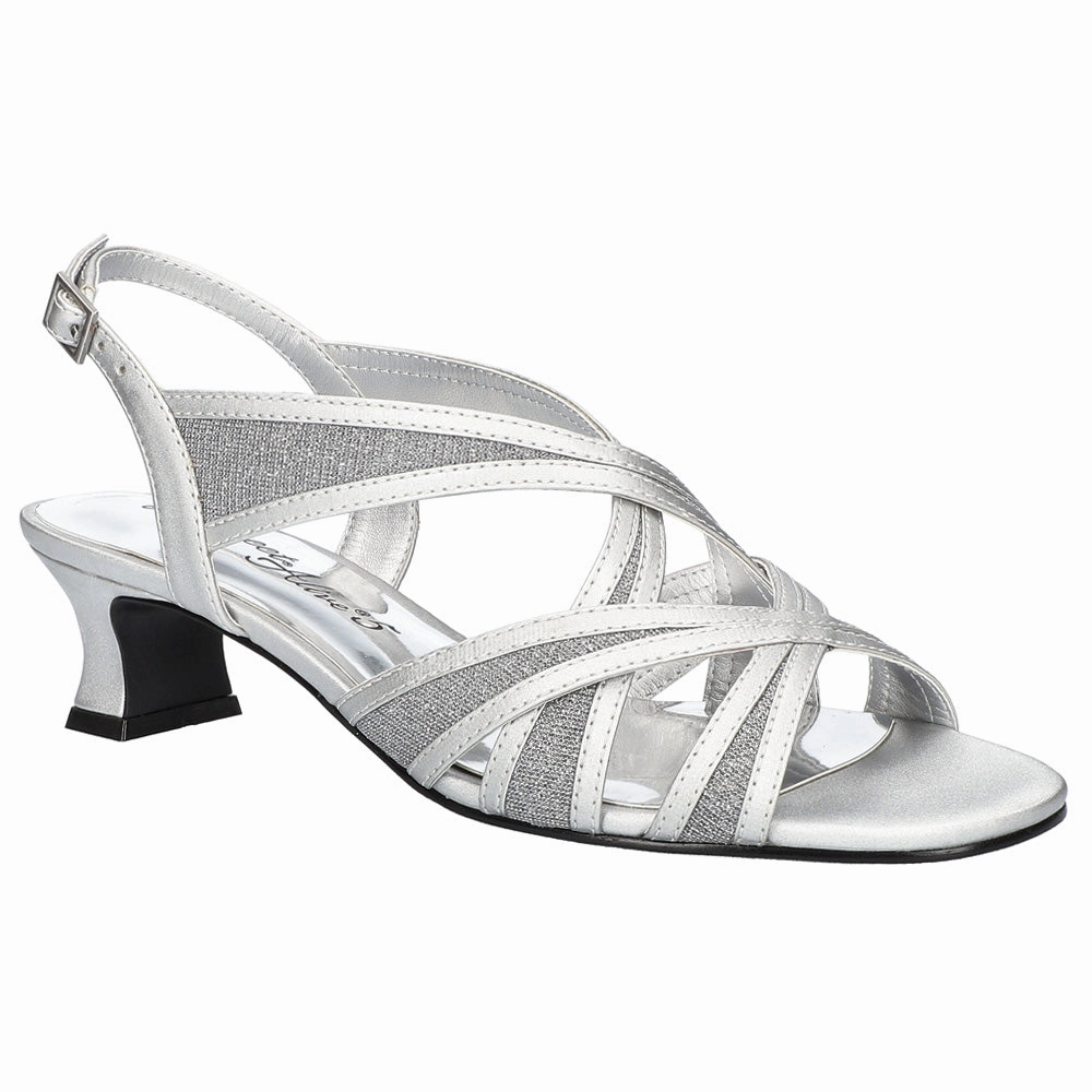 Tristen Metallic Glitter Kitten Heel Slingback Sandals Non Irritating Seams