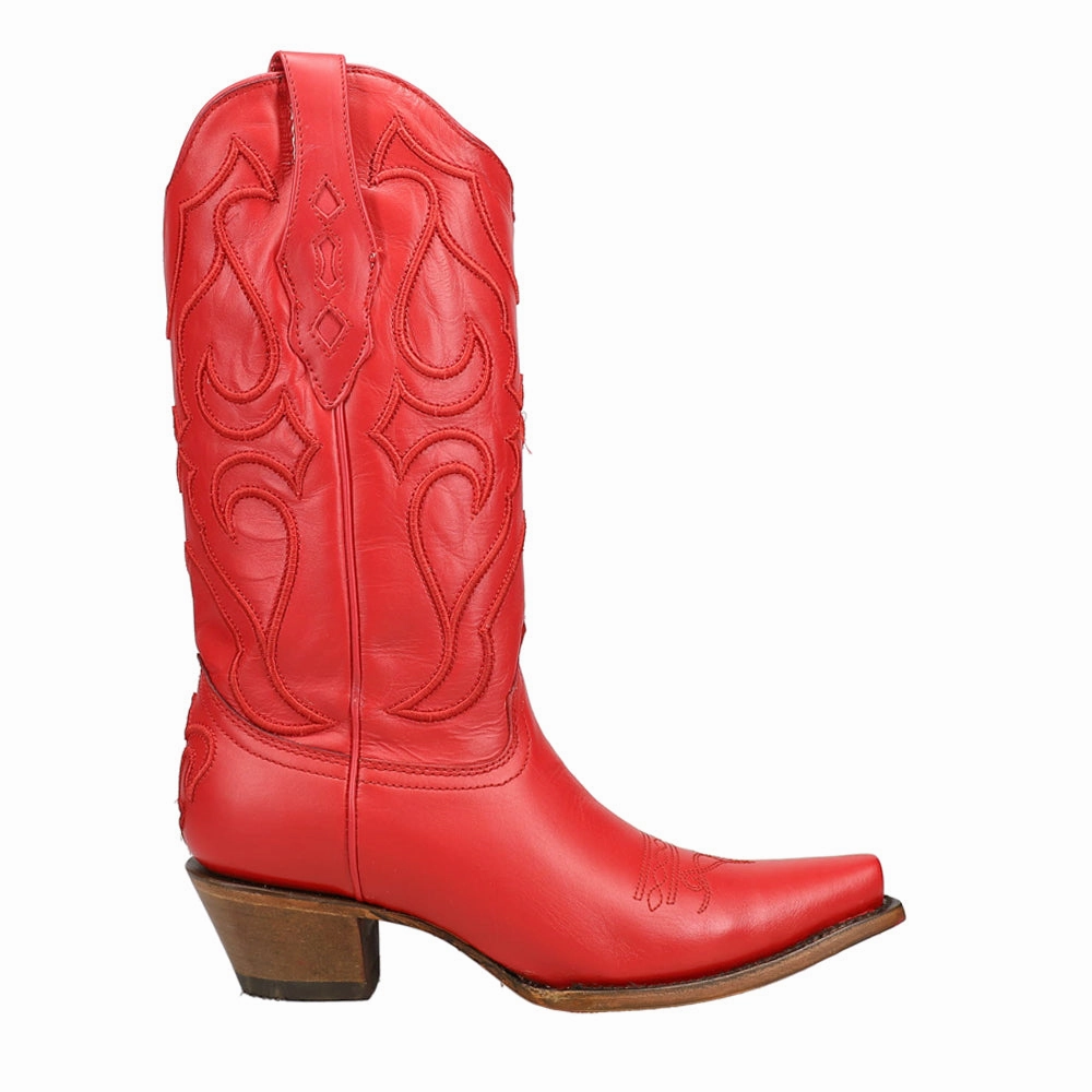 Orange Aesthetic Stitch Embroidered Snip Toe Cowboy Boots