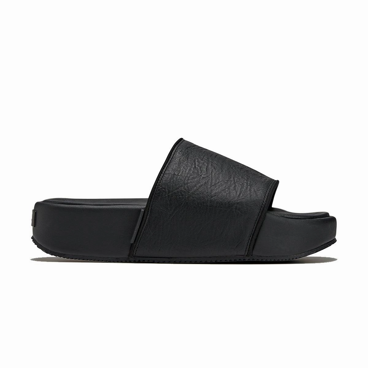 Leather Slides 'Black' Geometric Print