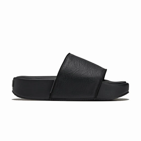 Leather Slides 'Black' Geometric Print