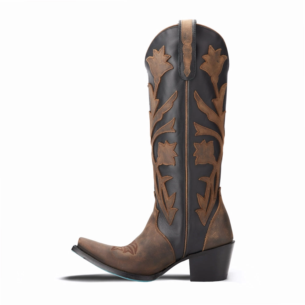 Charming Ultra-soft breathability Jolene Tooled Inlay Floral Snip Toe Cowboy Boot