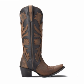 hassle-free Jolene Tooled Inlay Floral Snip Toe Cowboy Boot