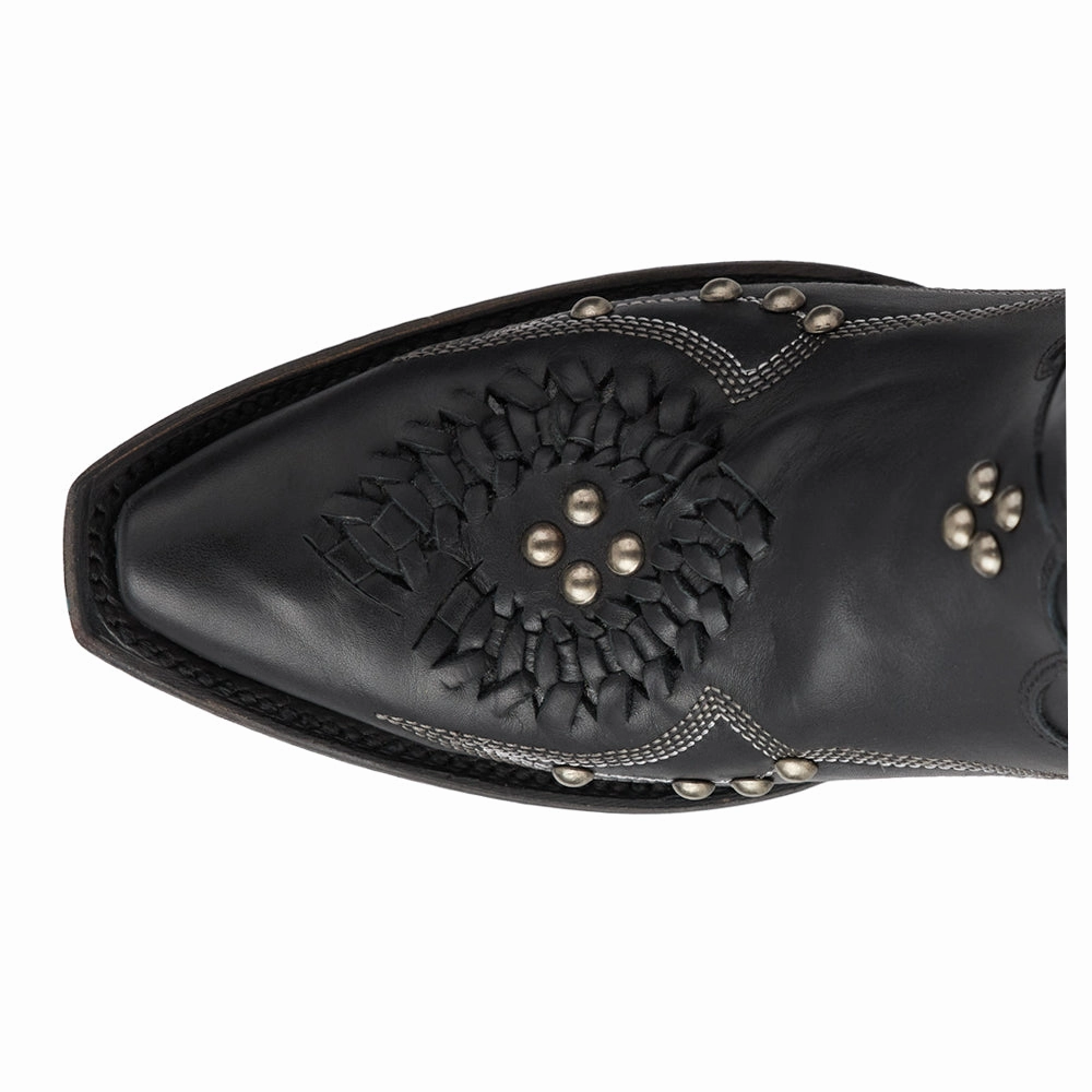 least summer Cossette Embroidered Studded Snip Toe Cowboy Bootie