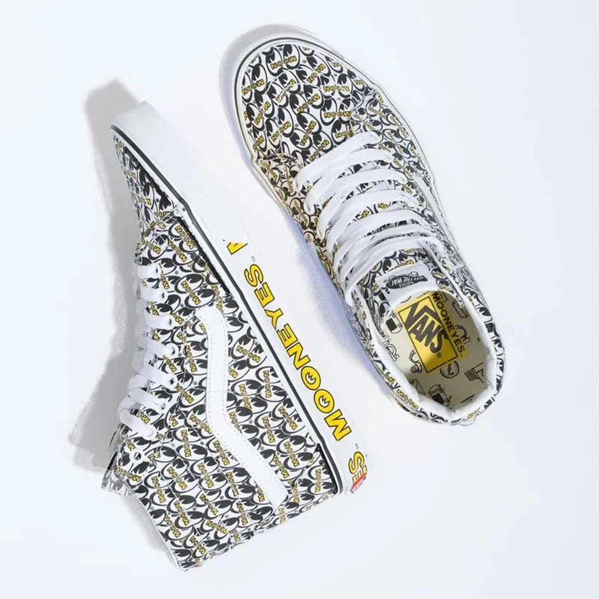 Wide Fit Option   Mooneyes SK8-Hi 'White Yellow'