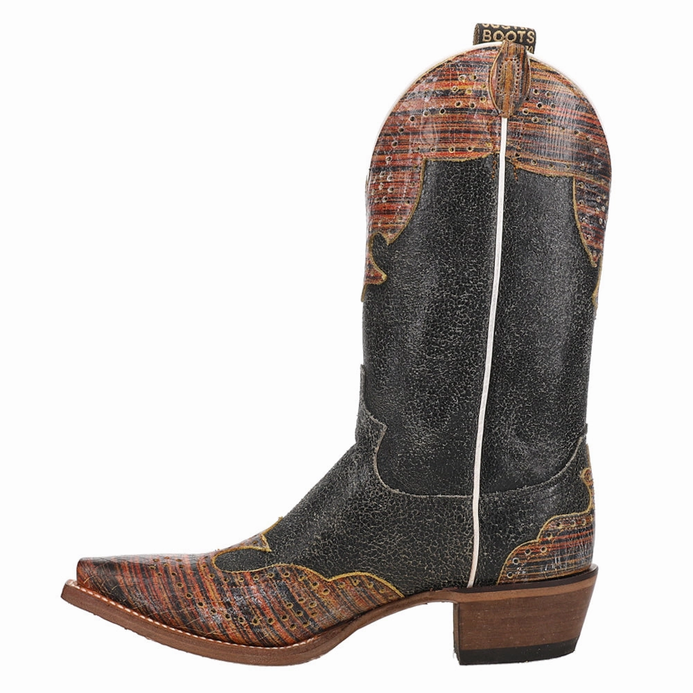 Vera Black Snip Toe Pull On Cowboy Boots High-Quality Footwear Strong Sole