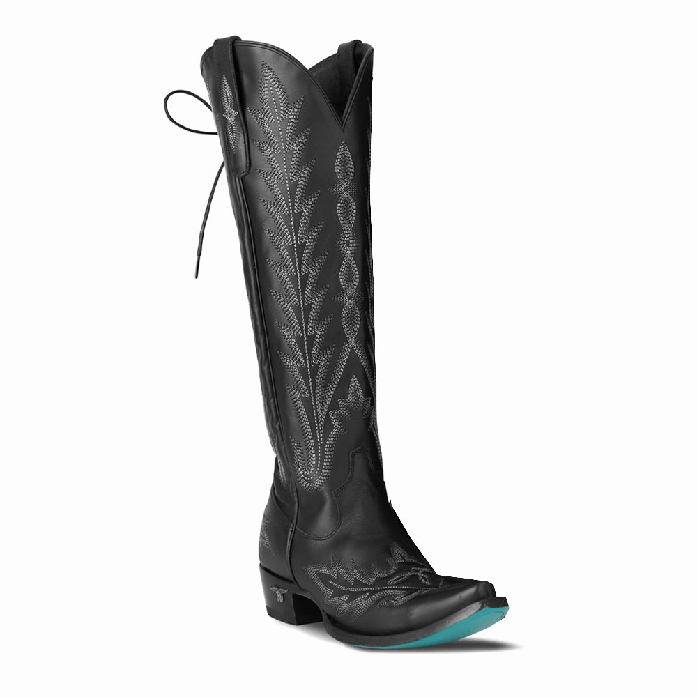 Unique Look Lexington Knee High Embroidered Corset Cowboy Boot