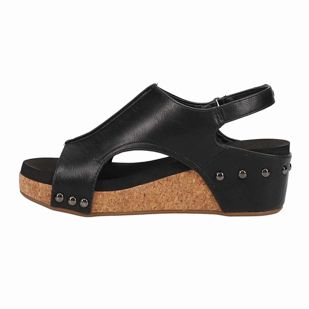 wooden Volta II Studded Slingback Wedge Sandals