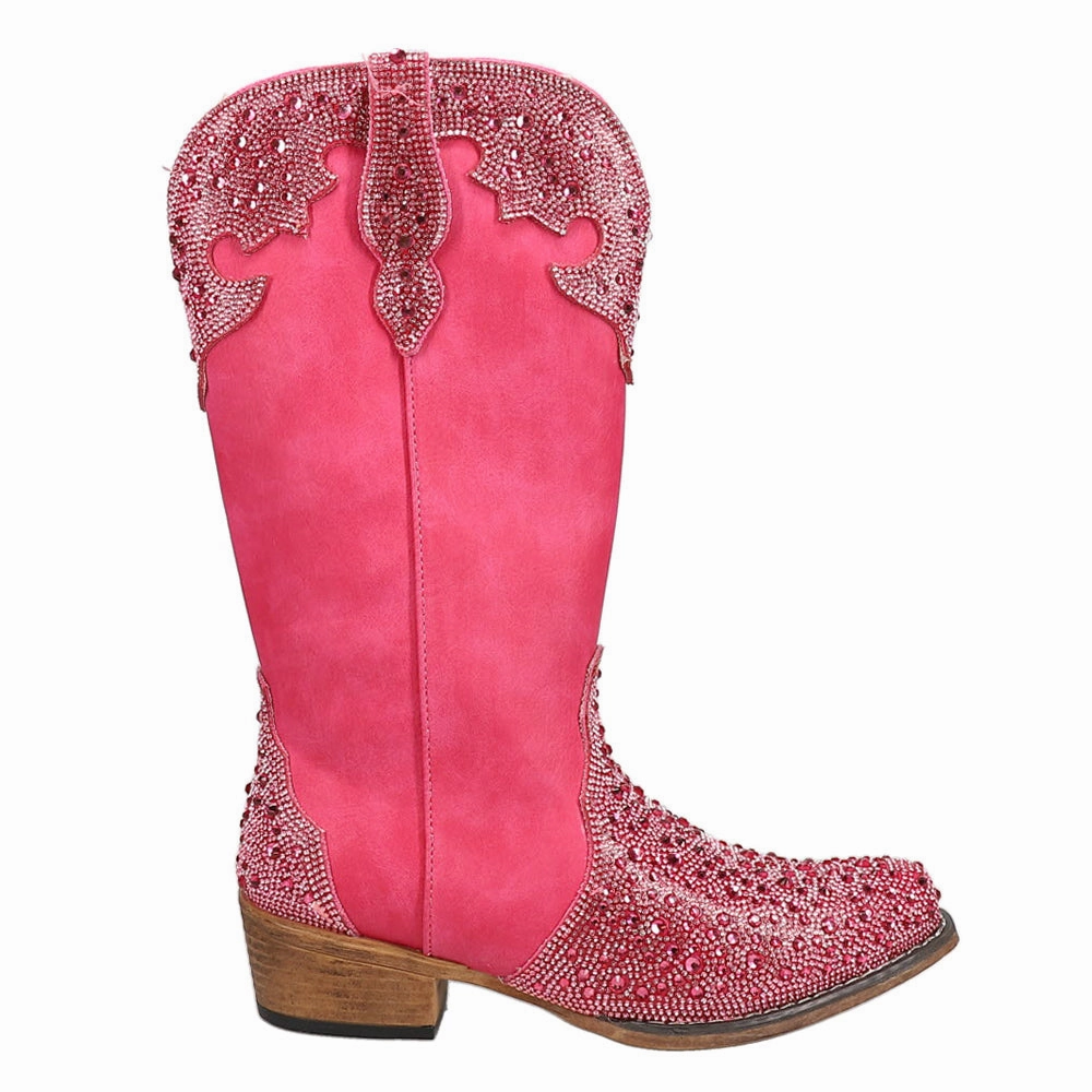 Everyday Cushioned heel Riley Jewells Rhinestone Overlay Snip Toe Cowboy Boots