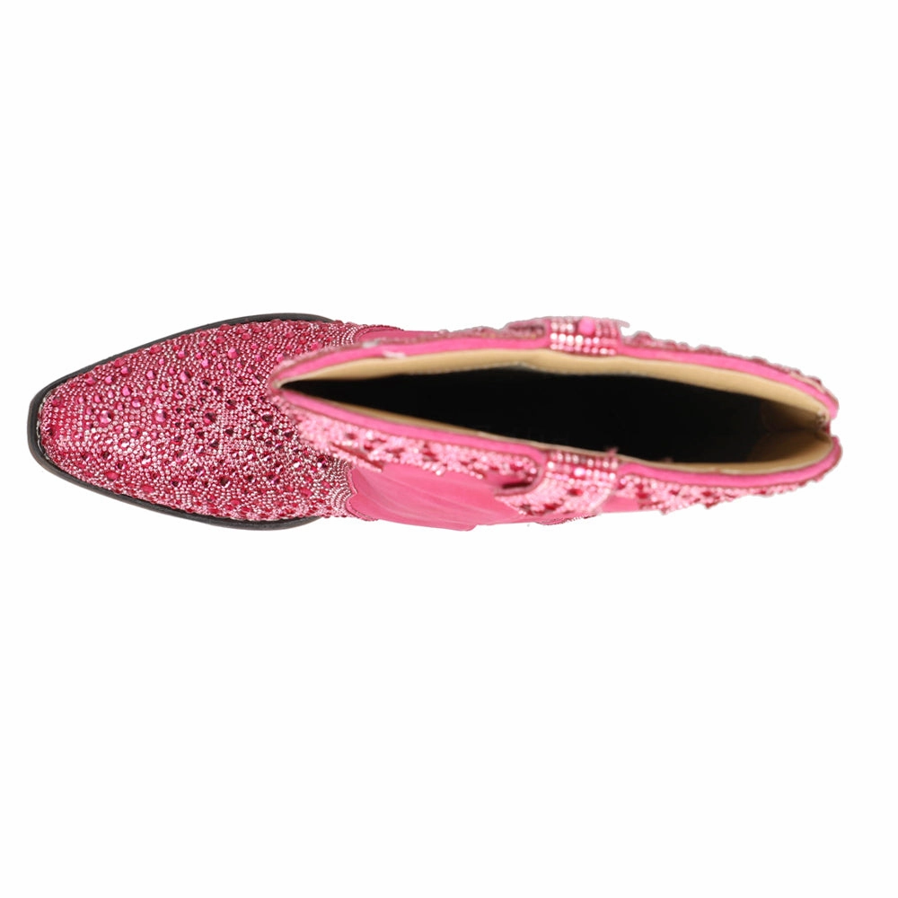 Riley Jewells Rhinestone Overlay Snip Toe Cowboy Boots wide - fitting