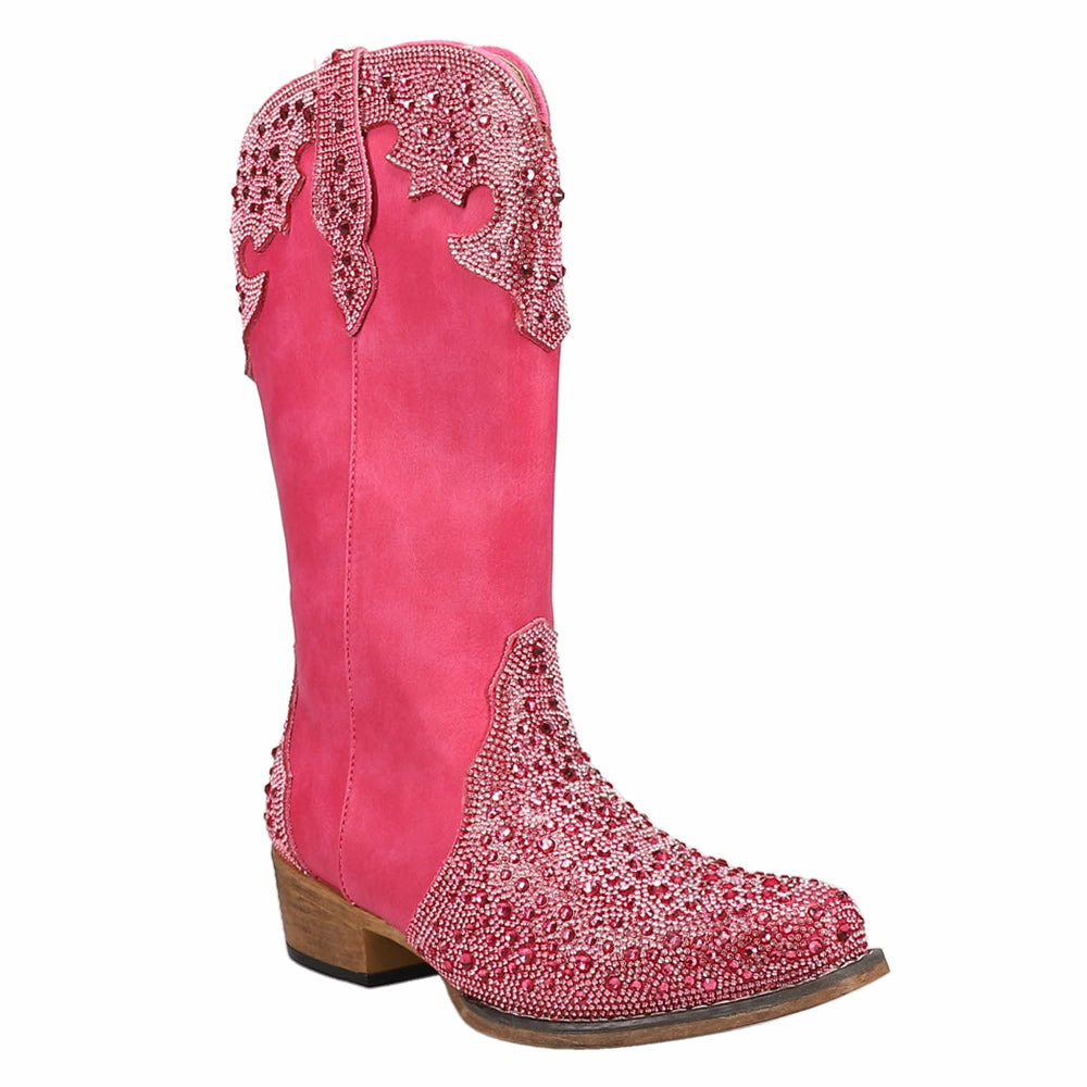 High-performance ease Riley Jewells Rhinestone Overlay Snip Toe Cowboy Boots
