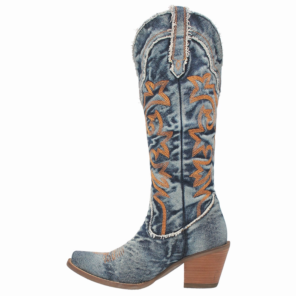 Texas Tornado Denim Embroidered Snip Toe Cowboy Boots pumps Easy to Wear