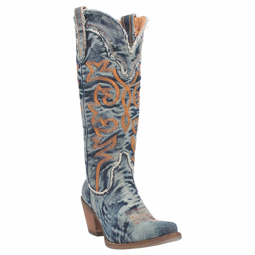 Texas Tornado Denim Embroidered Snip Toe Cowboy Boots Ultimate Wear gym - goer