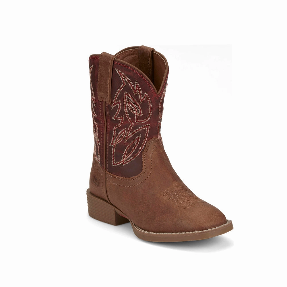 Canvas Lite Brogue Detail Canter Junior Square Toe Cowboy Boots (Toddler-Big Kid)