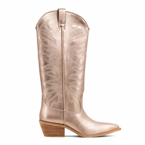 Amateur Zerena Embroidered Metallic Pointed Toe Pull On Cowboy Boots