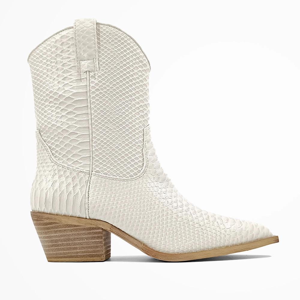 insulated Zouzou Snake Print Pointed Toe Cowboy Boots